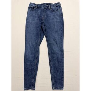 LL Bean BeanFlex Skinny Jeans Womens 12 Blue Med Wash High Rise Stretch 33x29